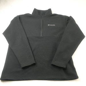 Columbia Mens Sweater Black Large Half Zip Mock Neck Pullover Sweatshirt Casual